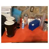 4 BLACK STEM WINE GLASSES, WATER PITCHERS, NEW