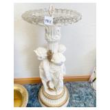 BRASS CHERUB BASE ASHTRAY WITH HANDLE AND GOLD