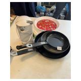 NEW FRY PANS, CAN OPENER, ETC.