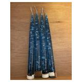 4 LUCITE BLUE MID-CENTURY CANDLES
