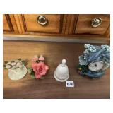LENOX BELL, DOLPHIN CLOCK, BELL, ROSE FIGURINE