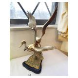 SOLID BRASS GEESE IN FLIGHT 18" H X 8" X 8"
