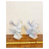 UNMARKED PORCELAIN SWANS IN FLIGHT