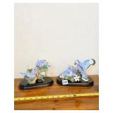 2 LENOX FINE PORCELAIN BLUE BIRD FIGURINES,