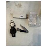 POCKET KNIFE QUARTZ WATCH W/ COMPASS CLOSES ON
