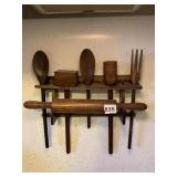 WOOD SPOON AND ROLLING PIN SET OVER STOVE