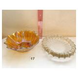 CARNIVAL BOWL AND HEAVY GLASS ASHTRAY