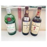 TANQUERAY SEALED BOTTLE 2 SEAGRAM 7 BOTTLES
