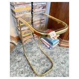 BRASS FINISH GLASS TOP TABLE TO SLIDE UNDER YOUR