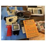 TAPE DISPENSER DESK CLOCK, WEIRD O-PEDIA BOOK,