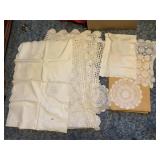 HAND CROCHETED DOILIES, LACE TABLE COVERS,