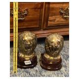 BRASS LIONS HEAD BOOK ENDS