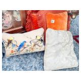 ORANGE MIDCENTURY PILLOWS, NEEDLE POINT PILLOW