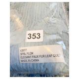 NEW QUEEN SIZE ELEGANT FAUX FUR LEAF QUILT