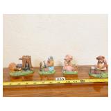 4 DANBURY MINT TEDDY BEAR PICNIC FIGURINES,