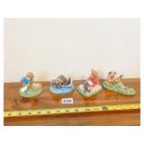4 DANBURY MINT TEDDY BEAR PICNIC FIGURINES,