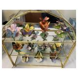 11 BUTTERFLY FIGURINES W/ MIRRORED BACK DISPLAY