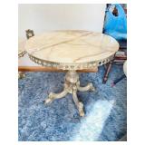round marble top side table,metal surround & base