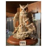 BARN WOOD OWLS THE DANBURY MINT FIGURINE