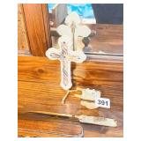 LENOX CROSS WITH BRASS STAND ON BACK, GARDEN CART