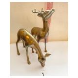 2 SOLID BRASS DEER 8" H