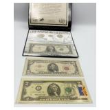 2 DOLLAR BILL AND 5 DOLLAR BILL AND SILVER