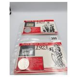 1922 - P & 1923 S PEACE SILVER DOLLAR WITH STAMPS