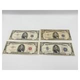 BLUE AND RED SEAL 5 DOLLAR BILLS 34B,53A53B,63 4
