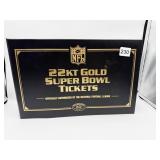 GOLD PLATED SUPERBOWL TICKETS 22KT GOLD SUPERBOWL
