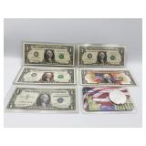 COLORIZED 1 DOLLAR BILLS AND SILVER EAGLE
