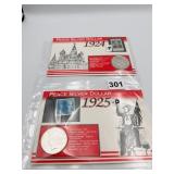 1924 -P & 1925 -P PEACE SILVER DOLLAR WITH STAMPS