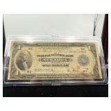 ONE DOLLAR BILL 1914 BLUE SEAL WITH DISPLAY CASE
