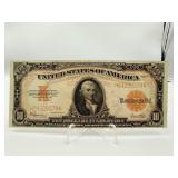 1922 LARGE NOTE GOLD BACKED 10 DOLLAR NOTE HAS