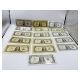 20 DOLLARS TOTAL - 1 DOLLAR AND 5 DOLLAR BLUE