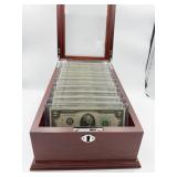 1-12 2 DOLLAR BILLS SLABBED IN DISPLAY BOX 1976