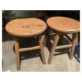 2 WOOD STOOLS 18" H