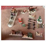 CHRISTMAS VILLAGE ACCENT PIECES INCLUDING LEMAX