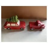 CHRISTMAS TREE COOKIE JAR AND SERVING DISH TRUCK