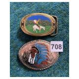 BRASS WITH ENAMEL INLAY NATIVE AMERICAN, SILVER