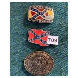USA VETERAN, CONFEDERATE FLAG AND REBEL BELT