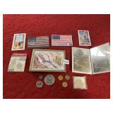 PICTURE FRAME OF EAGLE AND COINS MILITARY