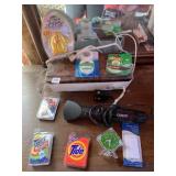 CURLERS, HAIR DRYER, CLOCK, STAIN PRODUCTS, AIR