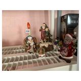 SANTA FIGURE, WINDOW LIGHT, SNOW GLOBE