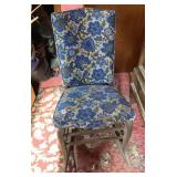 BLUE FLORAL UPHOLSTERED LADIES ROCKING CHAIR
