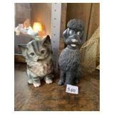 CAT AND DOG FIGURINES 8 IN HIGH