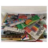 FULL DRAWER OF PENS AND SHARPIES MARKERS PENCILS