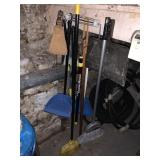 BROOM, DUSTPAN, ROLLER W/ POLE, TREE PRUNERS