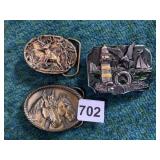 BRASS HORSE HEAD, JUMPING STAG, LIGHTHOUSE BELT