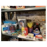 CEREAL BIN, CUPS, ICE CUBE TRAY, MUSTARD, KETCHUP