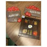 3 CUTE APPLE THEMED KITCHEN WALL HANGINGS